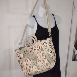 Tassel Cut Out Tan Women's Handbag Hollow Out Vintage Big Purse